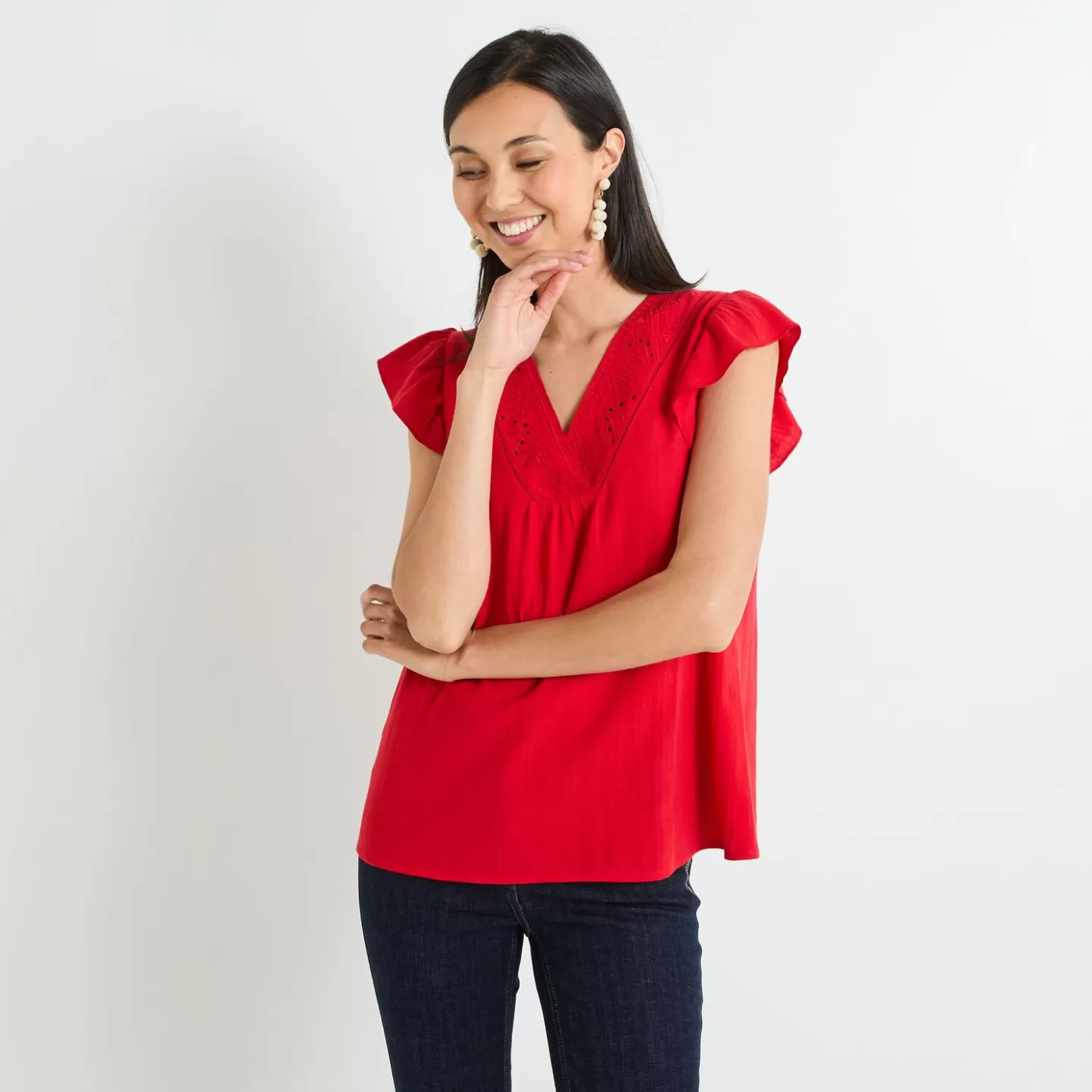 Grain de Malice Blouse Broderie Femme- Chemisiers & Blouses