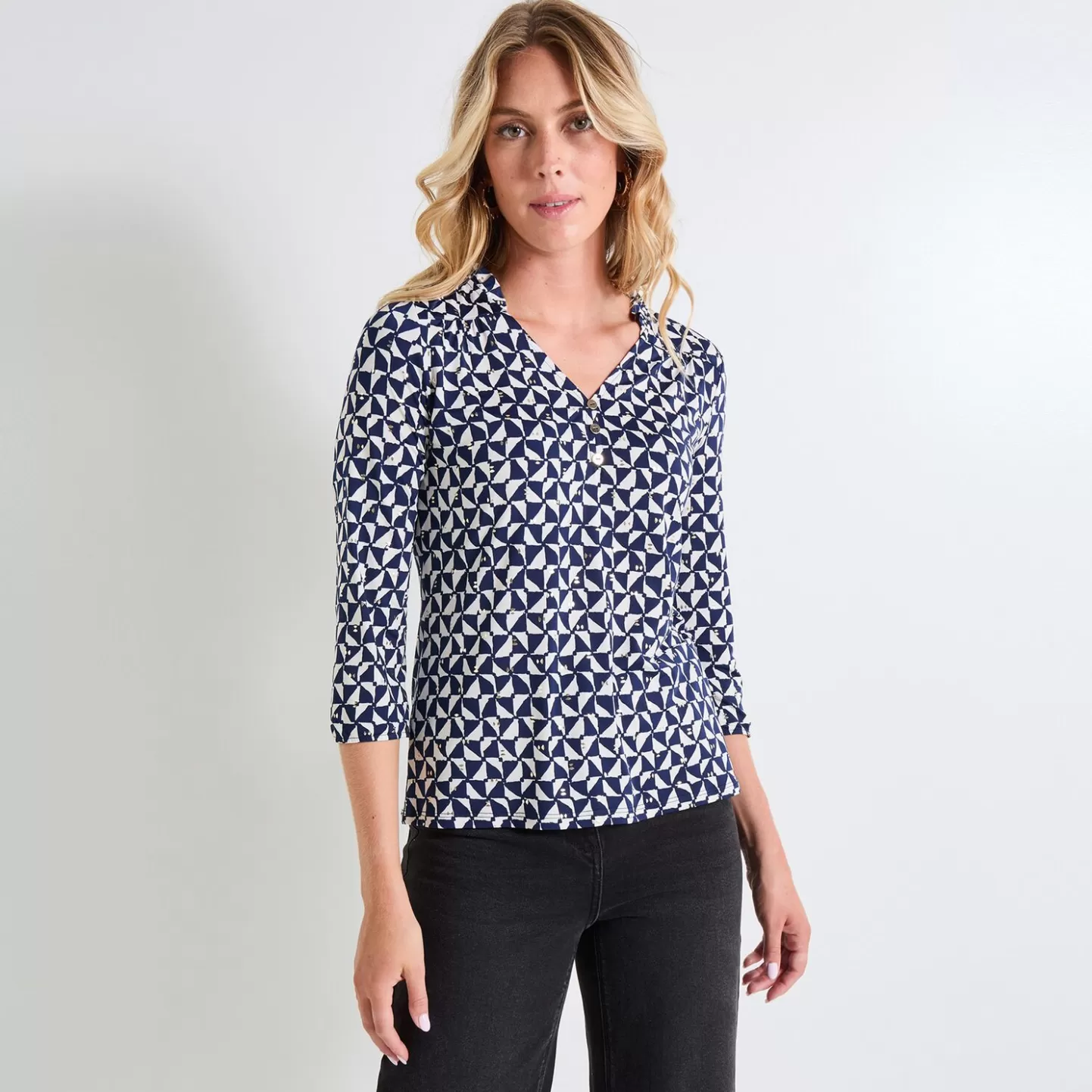 Grain de Malice Blouse Col V Femme- T-Shirts & Tops | Chemisiers & Blouses