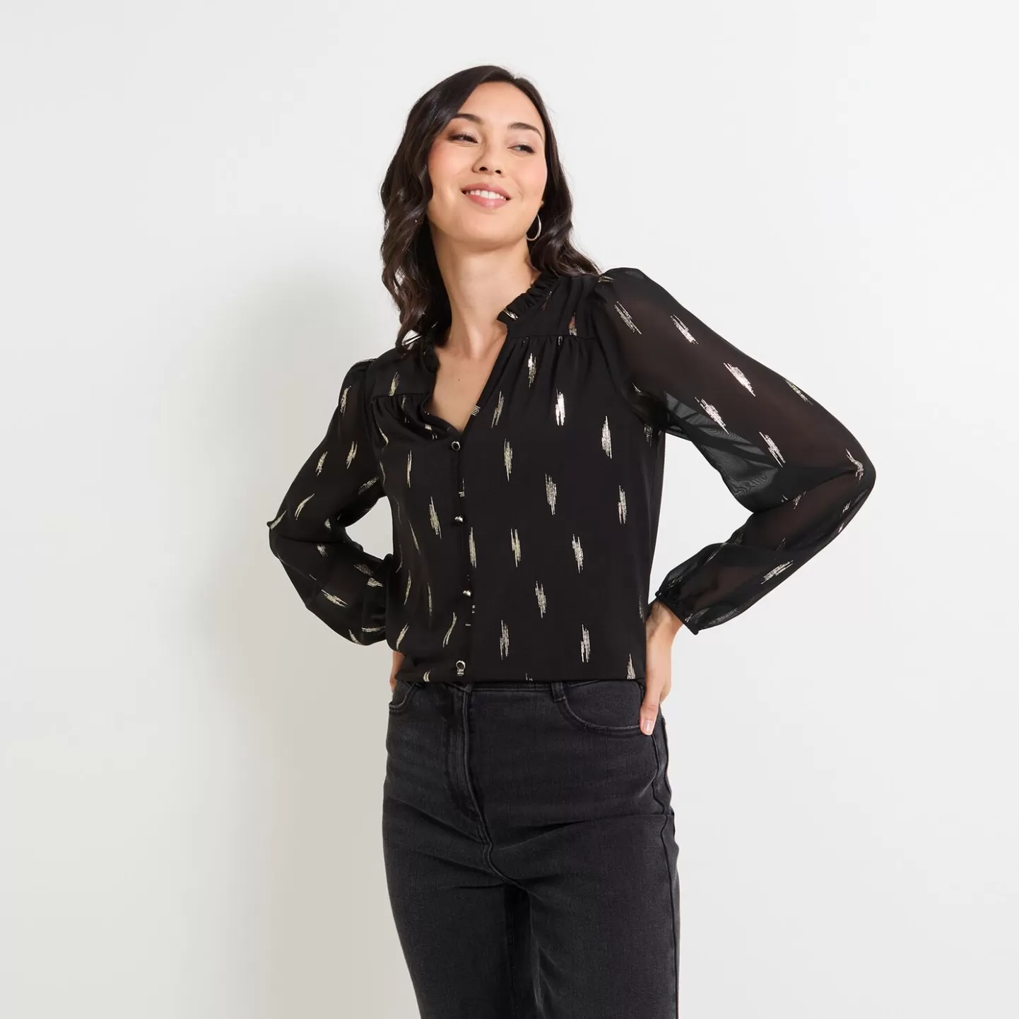 Grain de Malice Blouse Col V Femme- T-Shirts & Tops | Chemisiers & Blouses