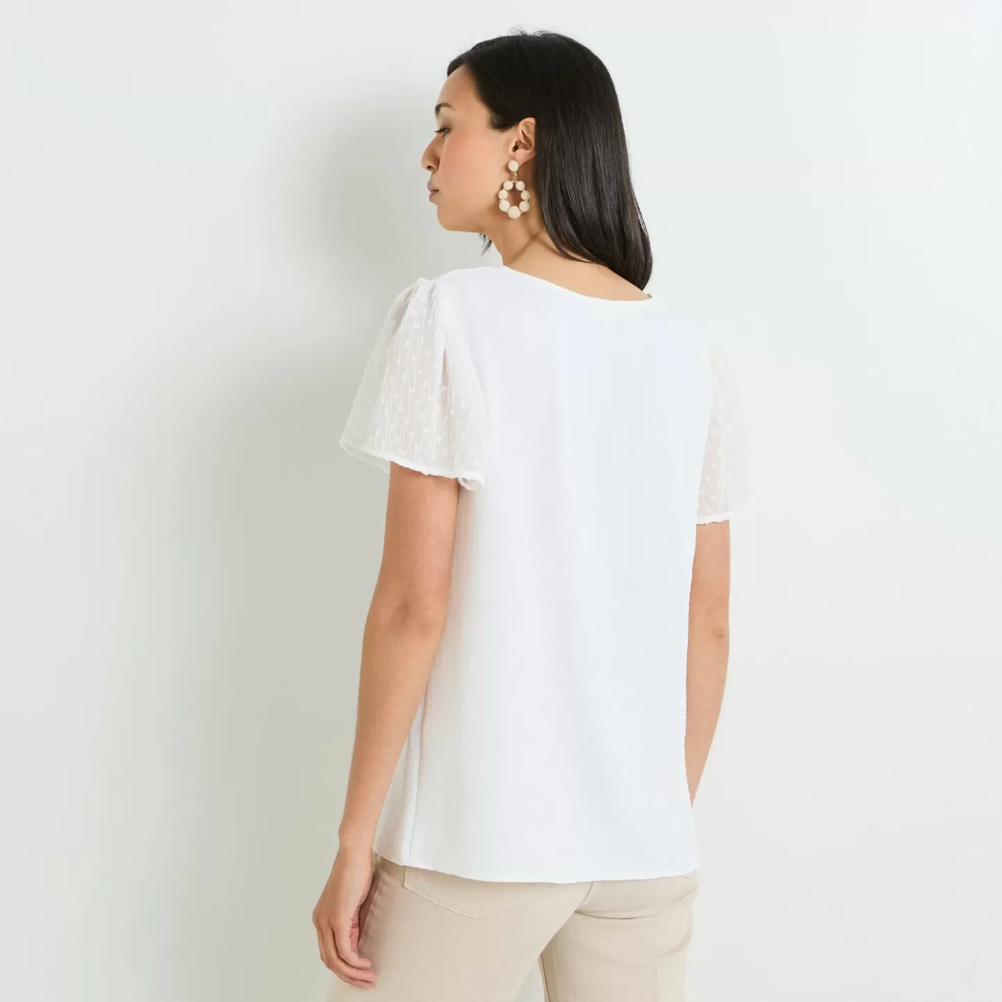 Grain de Malice Blouse Col V Manches Courtes Femme- Chemisiers & Blouses