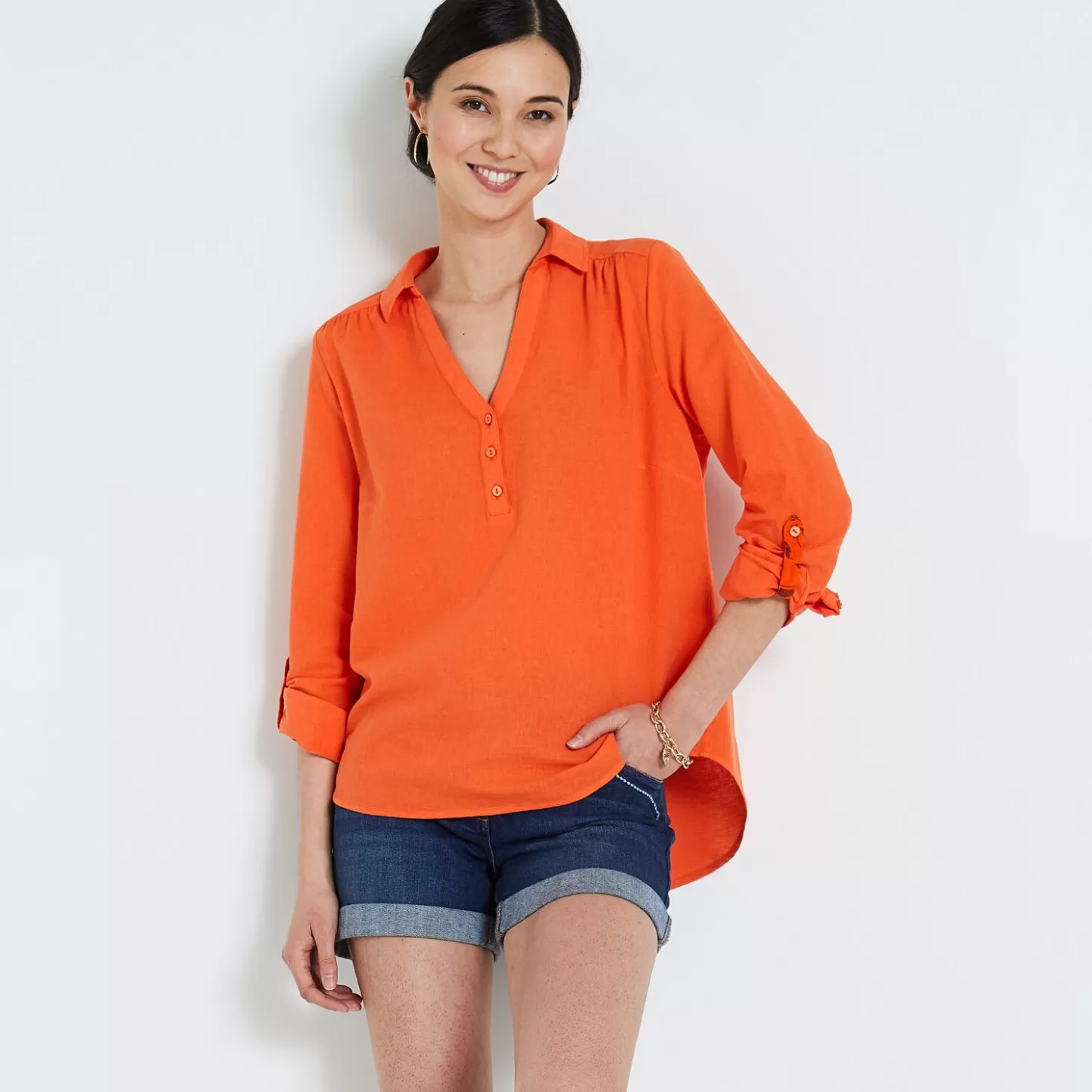 Grain de Malice Blouse En Coton Et Lin Femme- Chemisiers & Blouses