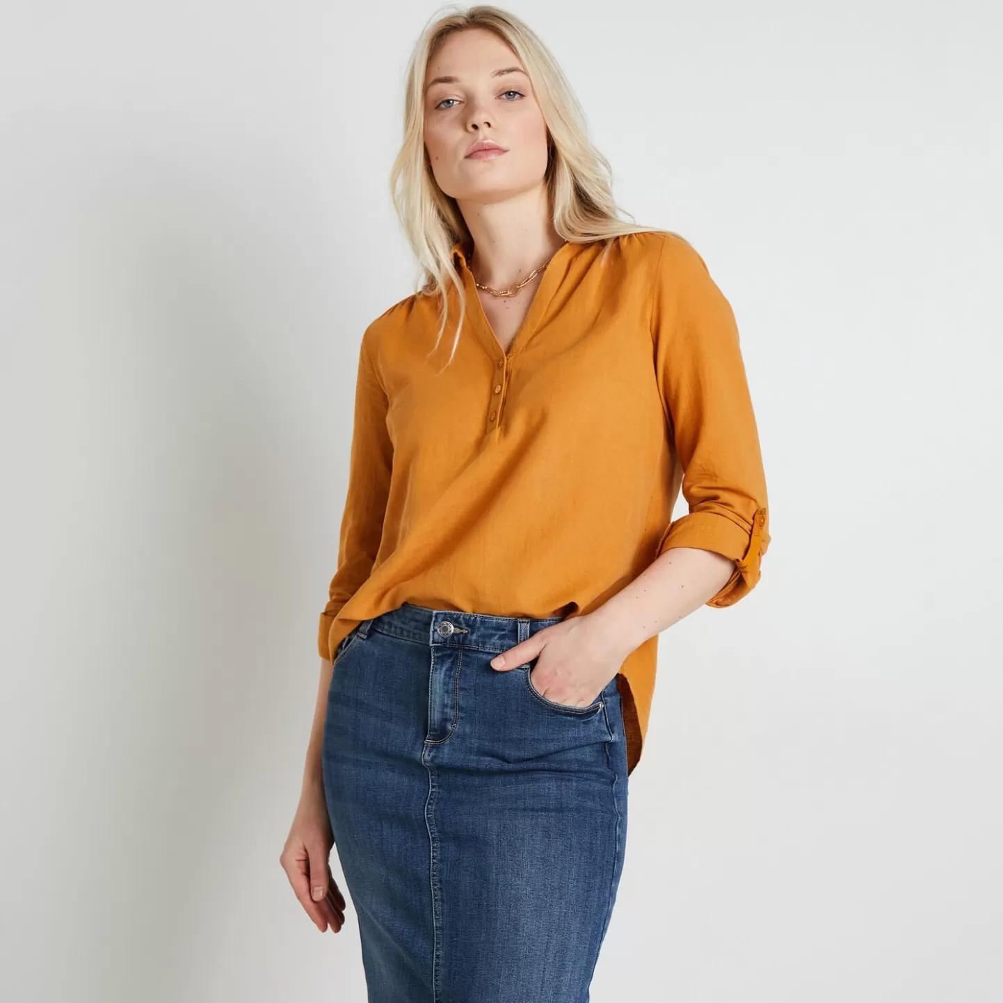 Grain de Malice Blouse En Coton Et Lin Femme- Chemisiers & Blouses