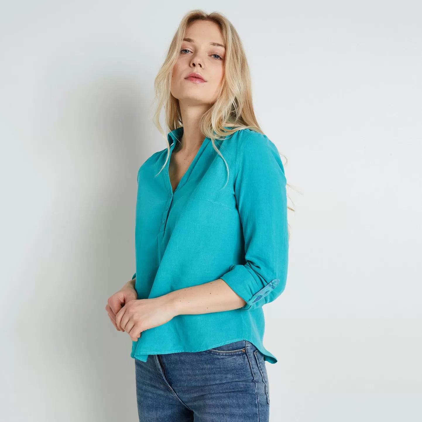 Grain de Malice Blouse En Coton Et Lin Femme- Chemisiers & Blouses