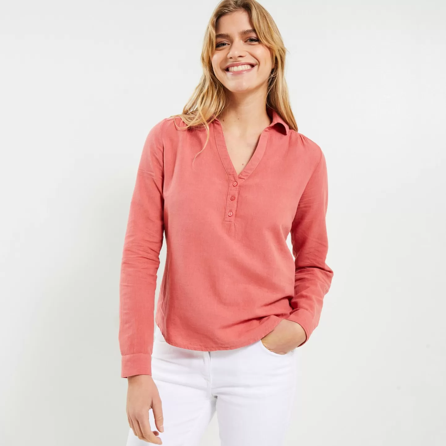 Grain de Malice Blouse En Coton Et Lin Femme- Chemisiers & Blouses