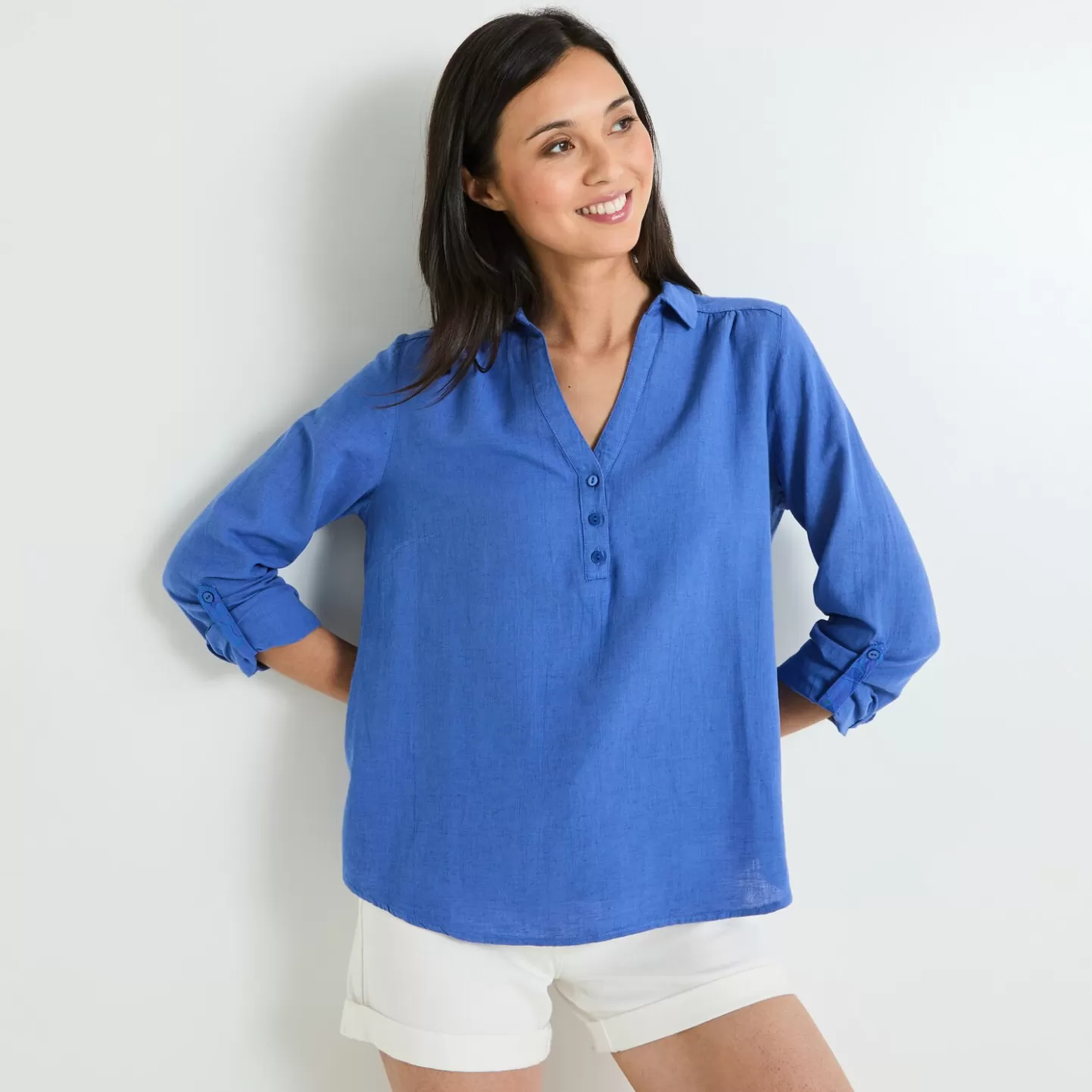 Grain de Malice Blouse En Coton Et Lin Femme- Chemisiers & Blouses