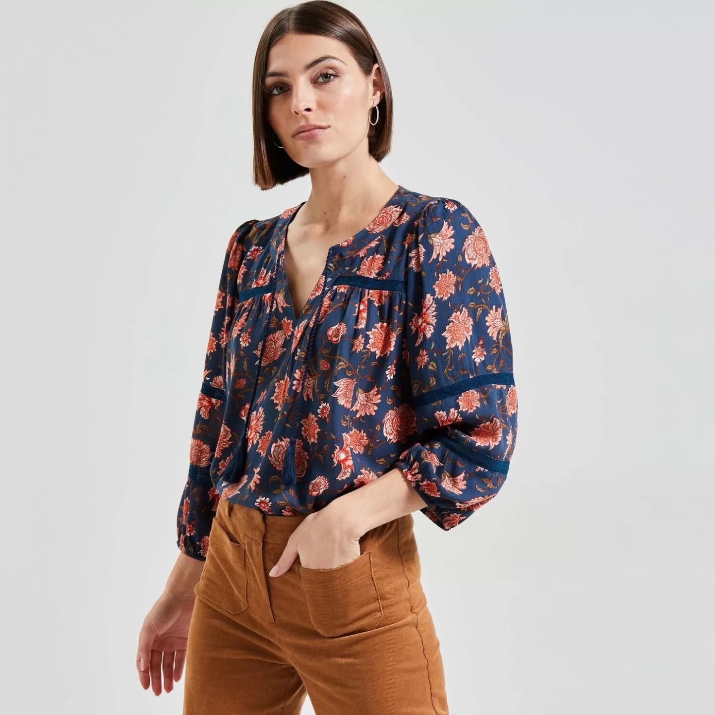 Grain de Malice Blouse Fleurie Femme- Chemisiers & Blouses