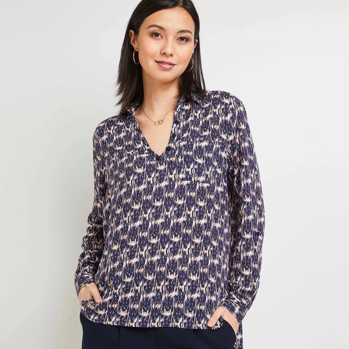 Grain de Malice Blouse Fluide Imprimée Femme- Chemisiers & Blouses