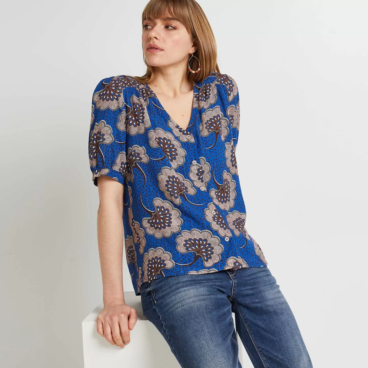 Grain de Malice Blouse Imprimée Femme- Chemisiers & Blouses