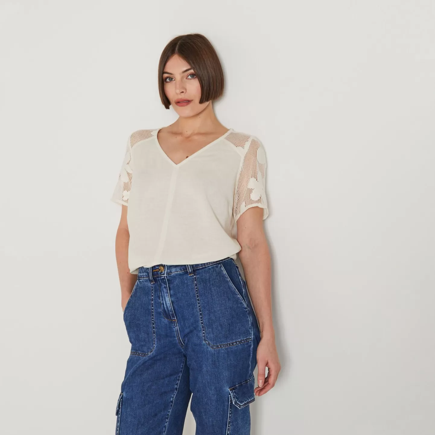 Grain de Malice Blouse Manches Courtes Femme- Chemisiers & Blouses