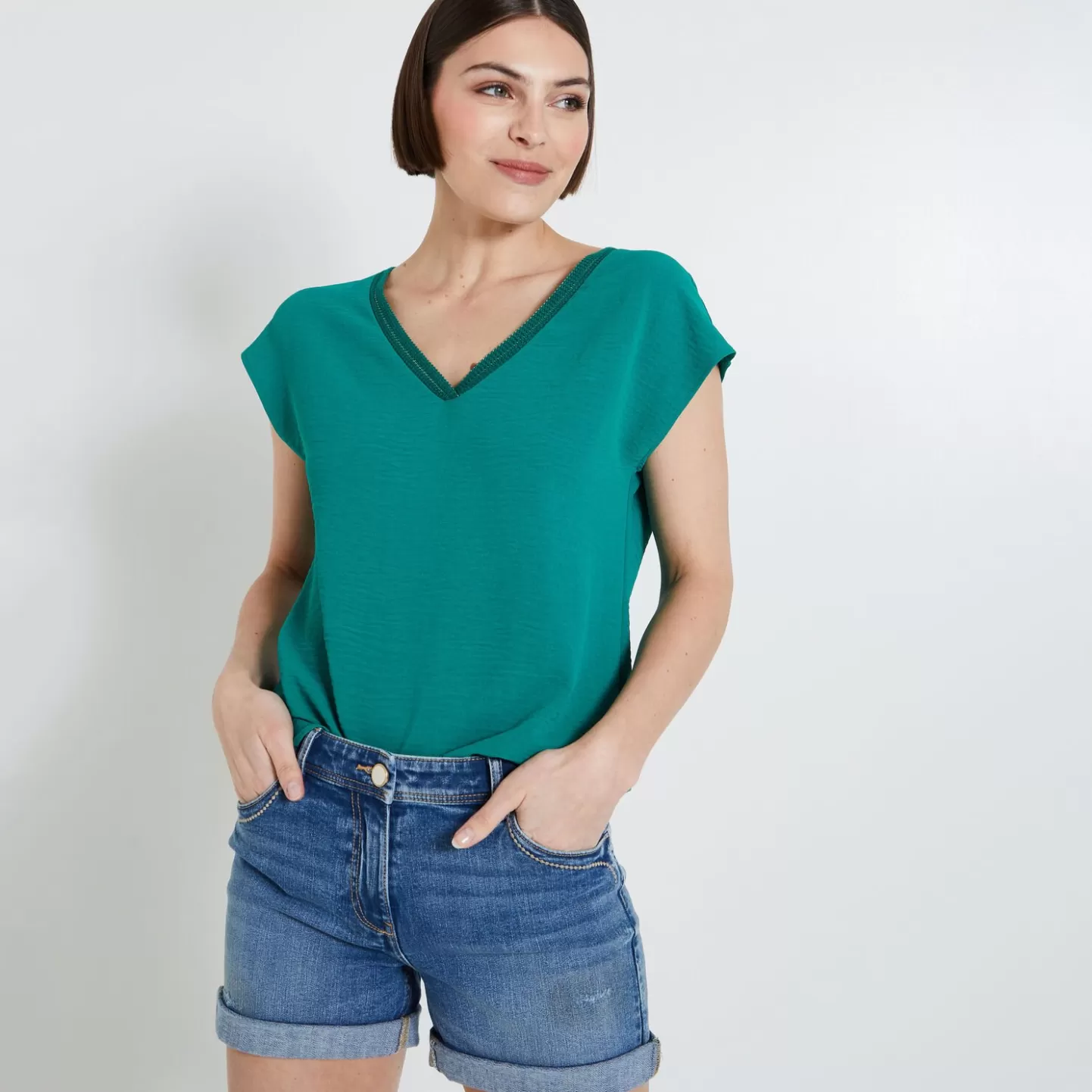 Grain de Malice Blouse Manches Courtes Femme- Chemisiers & Blouses