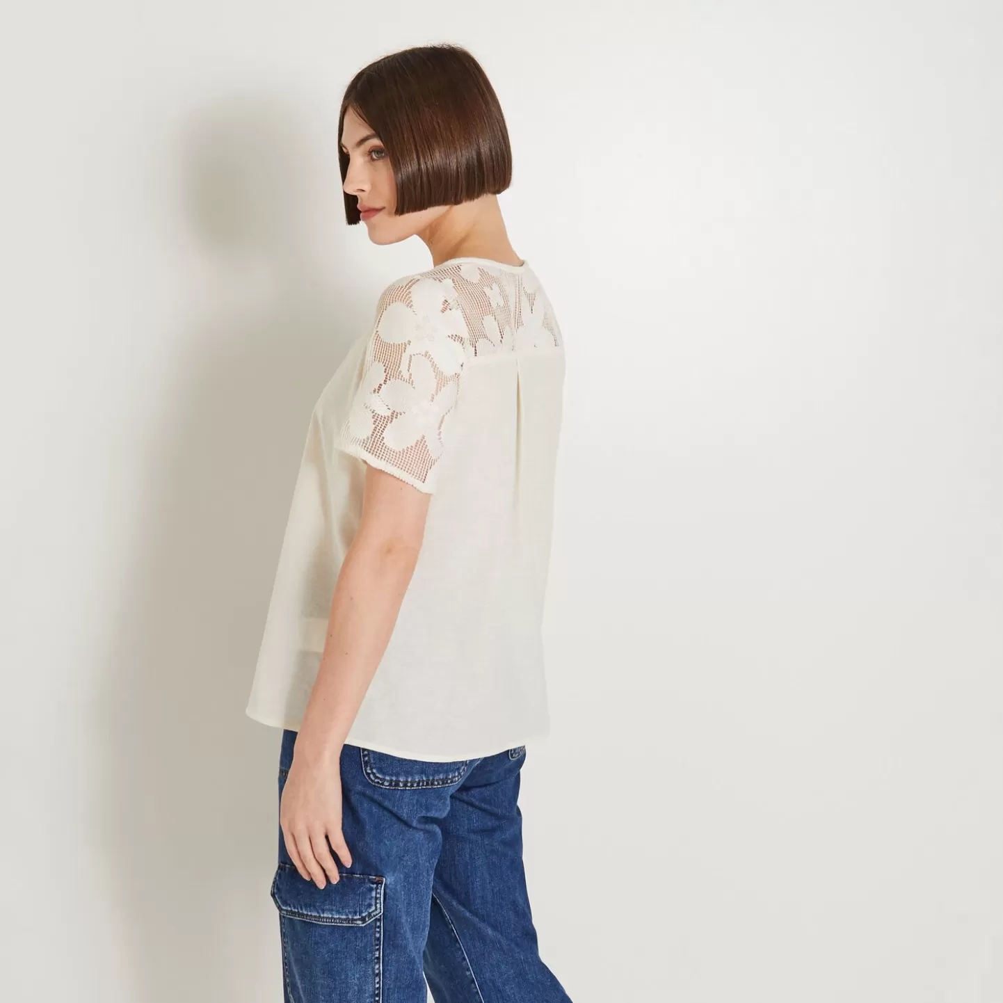 Grain de Malice Blouse Manches Courtes Femme- Chemisiers & Blouses