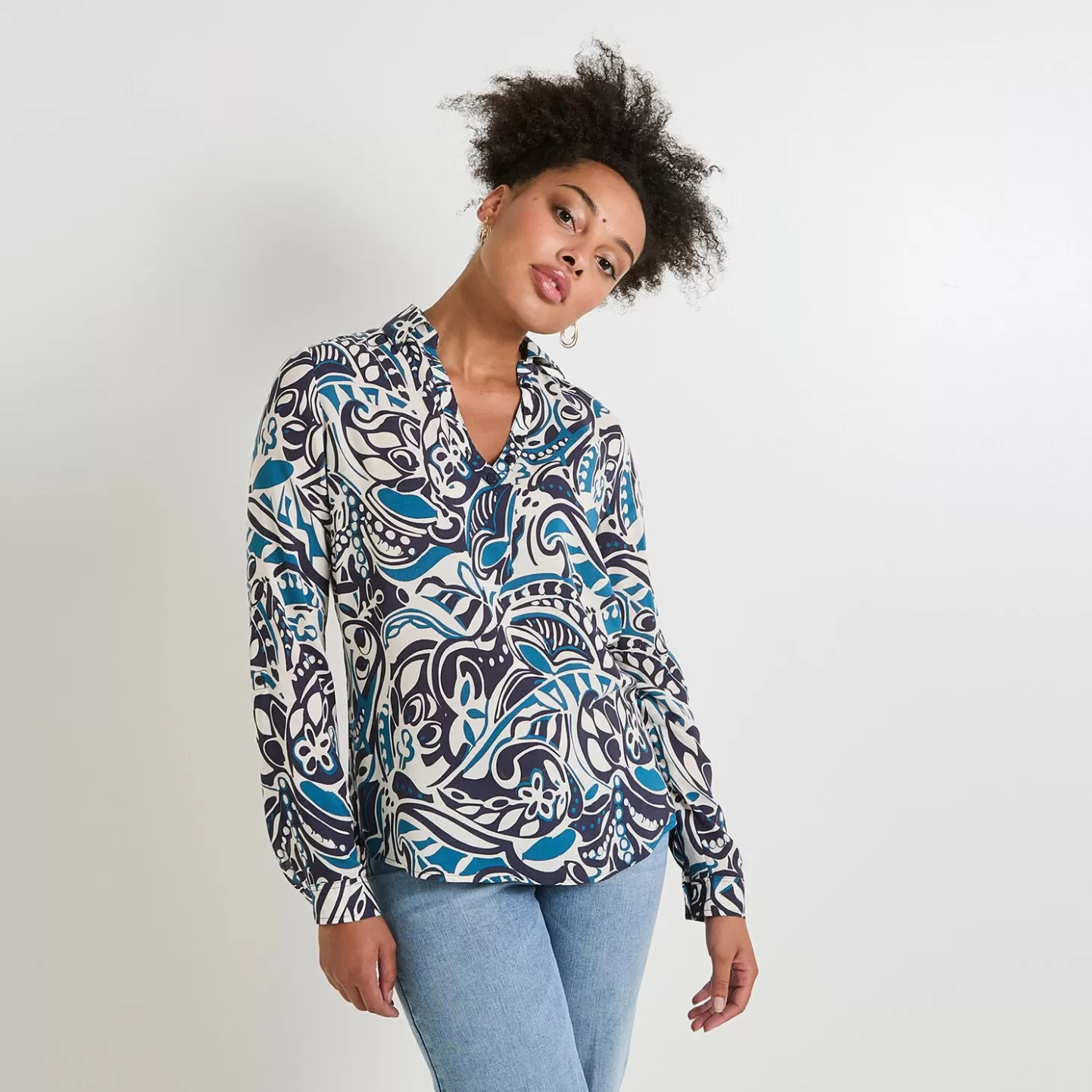 Grain de Malice Blouse Manches Longues Femme- Chemisiers & Blouses