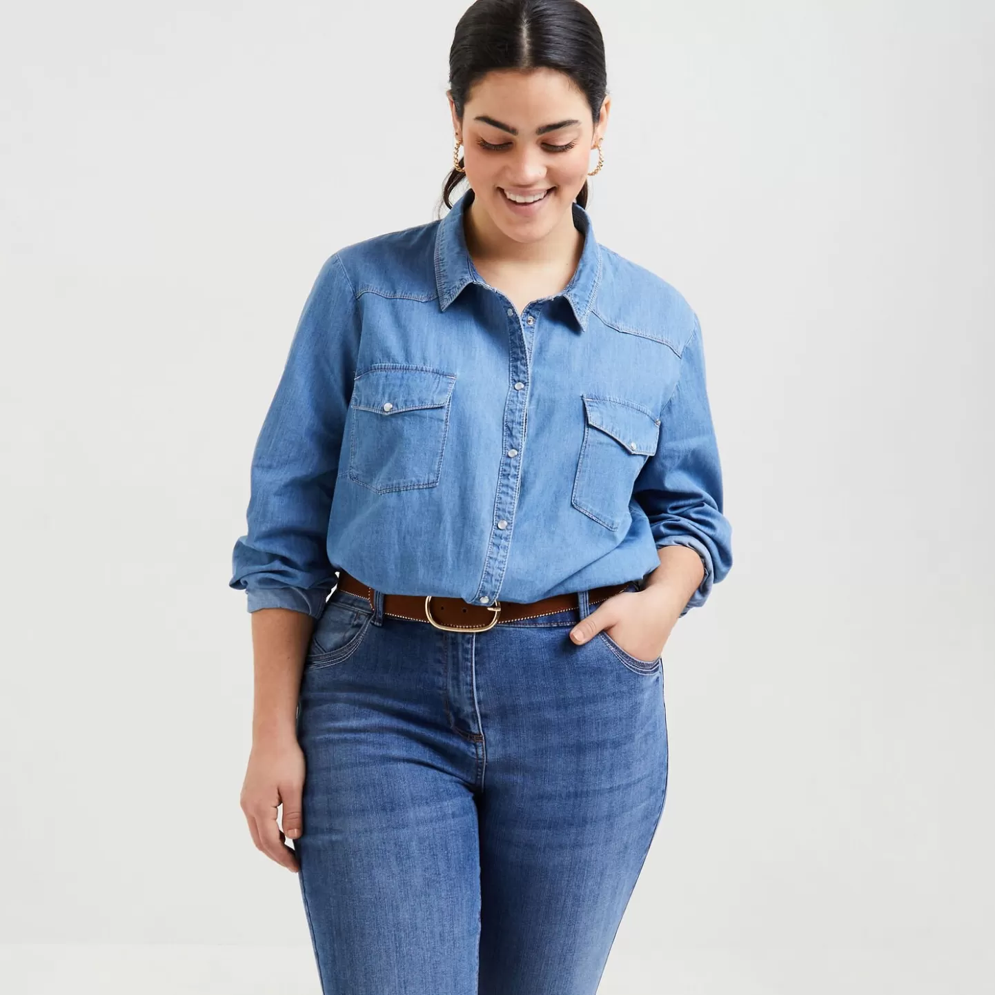 Grain de Malice Chemise En Jean Femme- Jeans | Chemisiers & Blouses