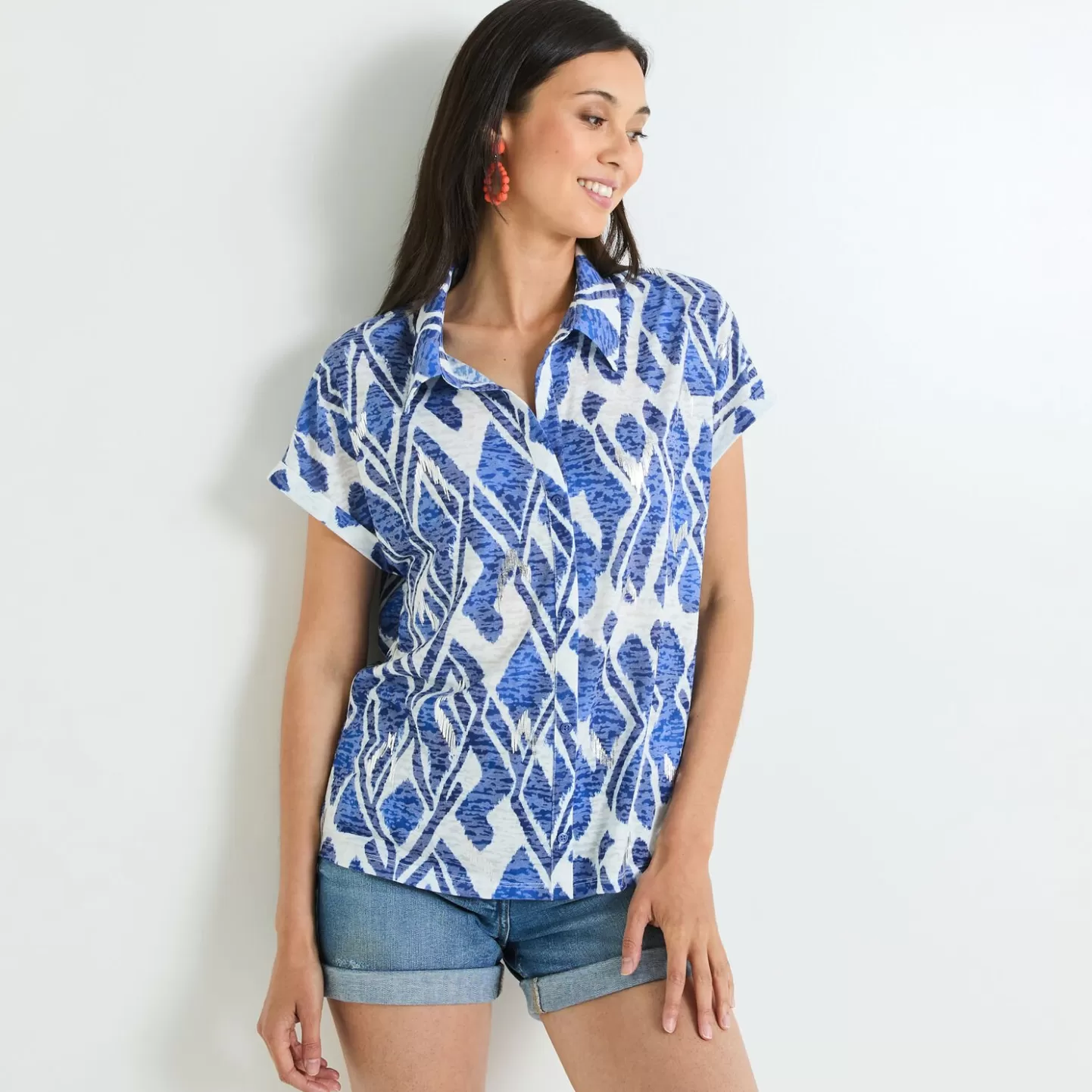 Grain de Malice Chemise Manches Courtes Femme- T-Shirts & Tops | Chemisiers & Blouses