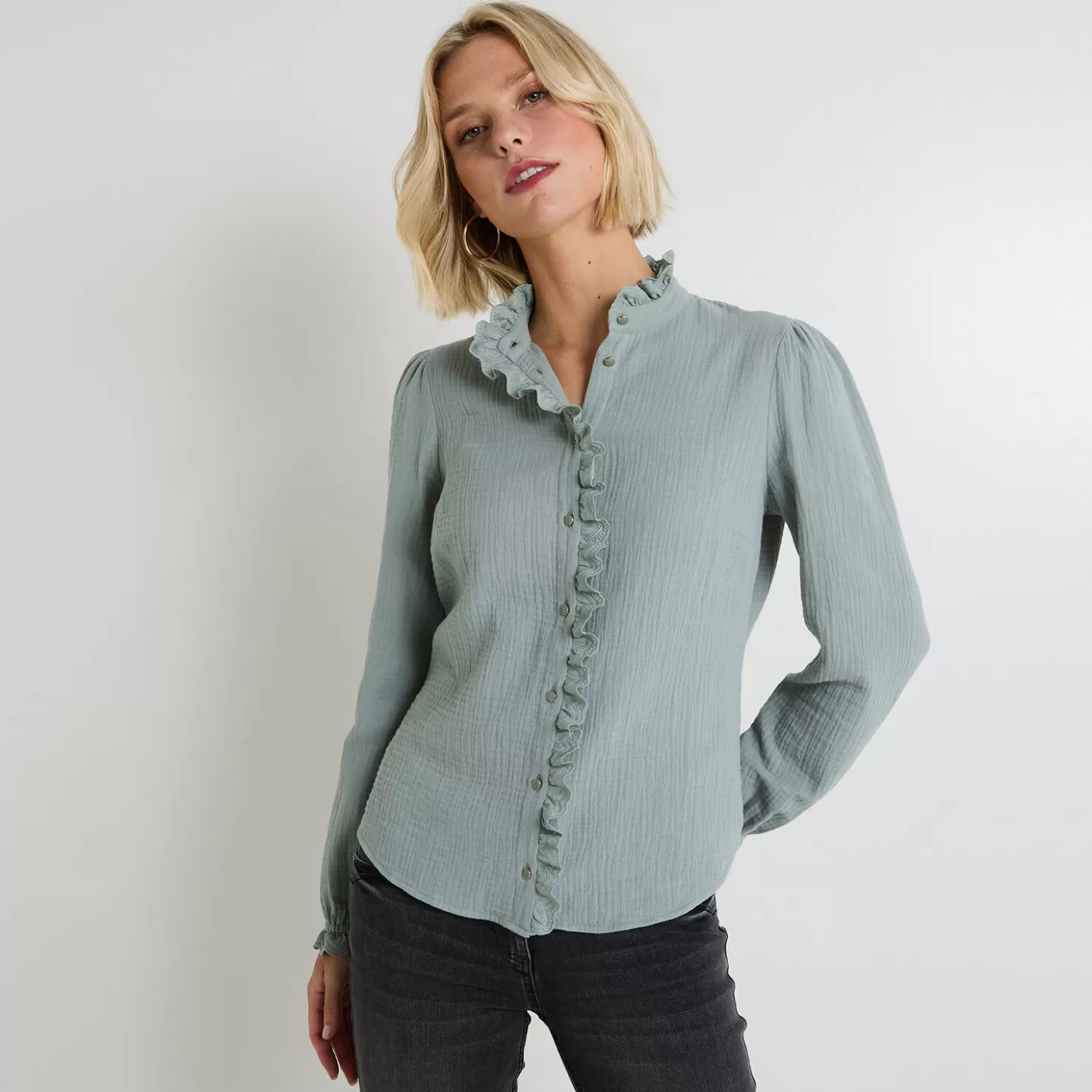 Grain de Malice Chemisier Col Montant Femme- Chemisiers & Blouses