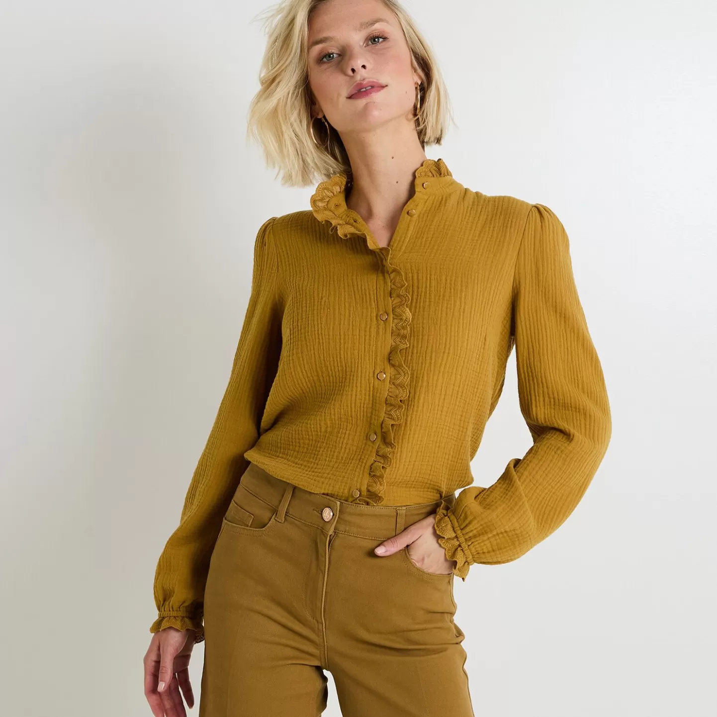 Grain de Malice Chemisier Col Montant Femme- Chemisiers & Blouses