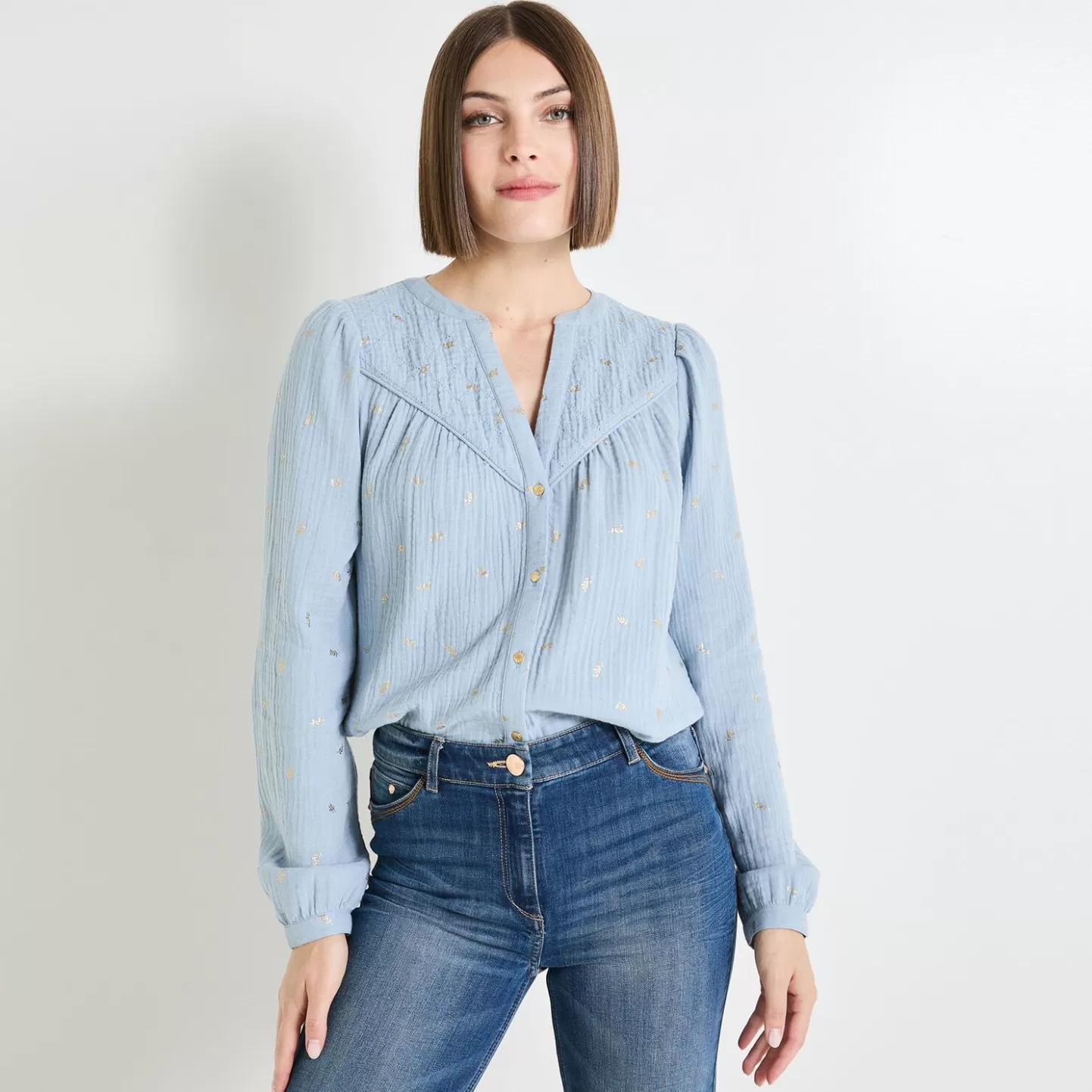 Grain de Malice Chemisier Col V Femme- Chemisiers & Blouses