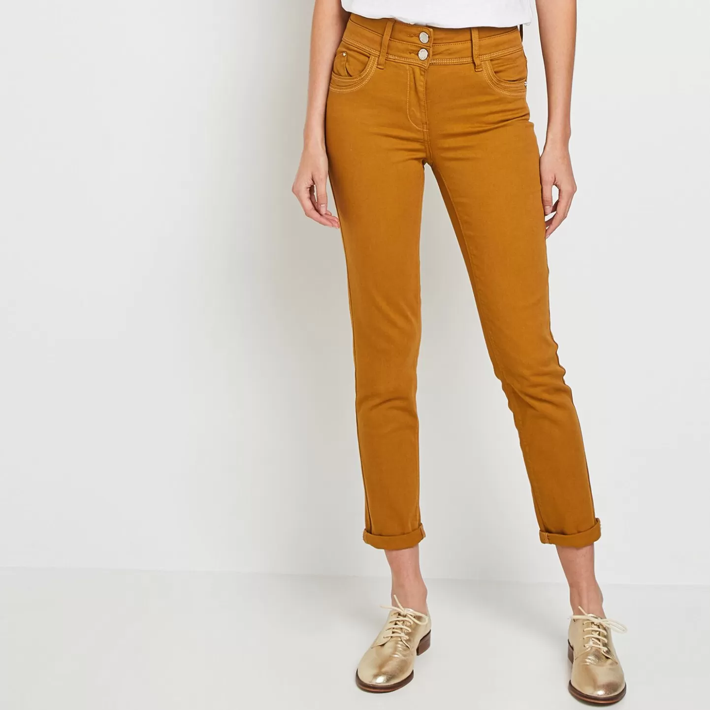 Grain de Malice Denim Couleur Taille Haute FIGARI Femme- Jeans