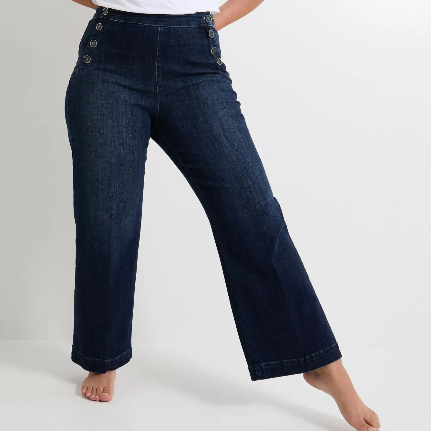 Grain de Malice Jean Flare POMPON Femme- Jeans Flare | Jeans Taille Haute