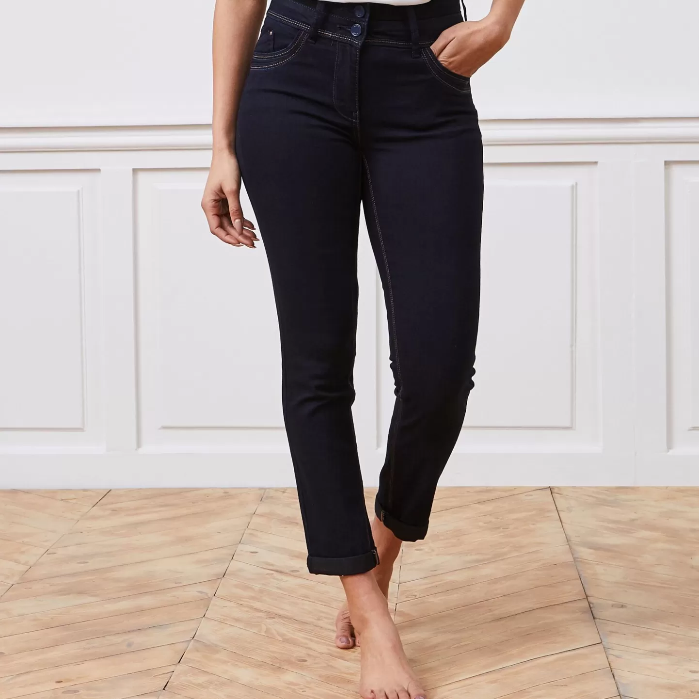 Grain de Malice Jean Raccourci Taille Haute HANOI Femme- Jeans