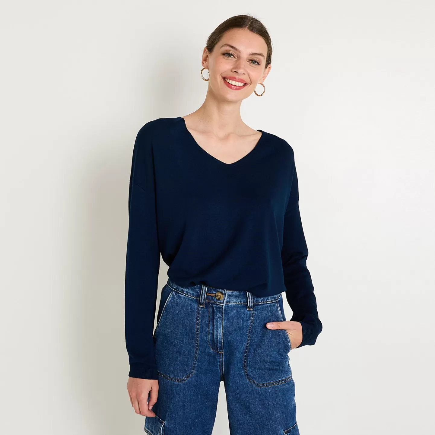 Grain de Malice Pull Col V Femme- Pulls & Sweats