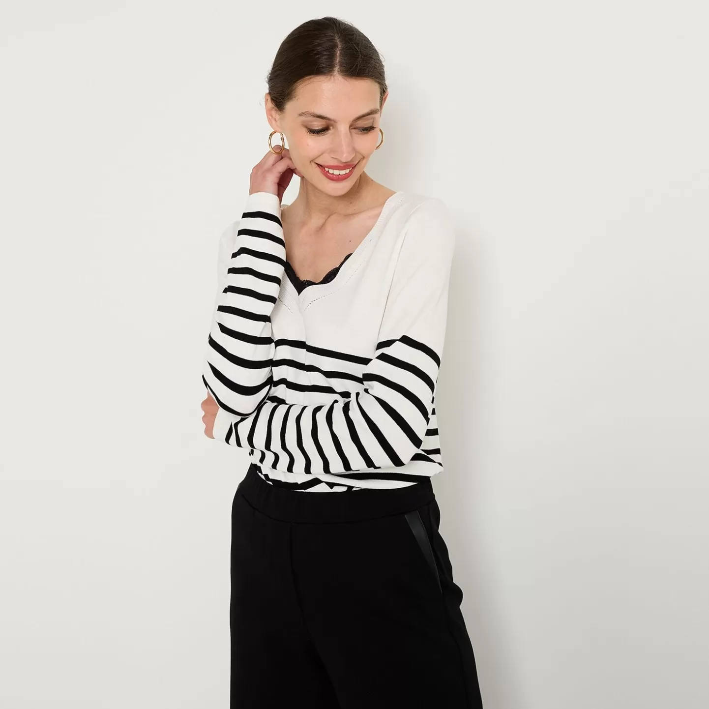 Grain de Malice Pull Col V Femme- Pulls & Sweats