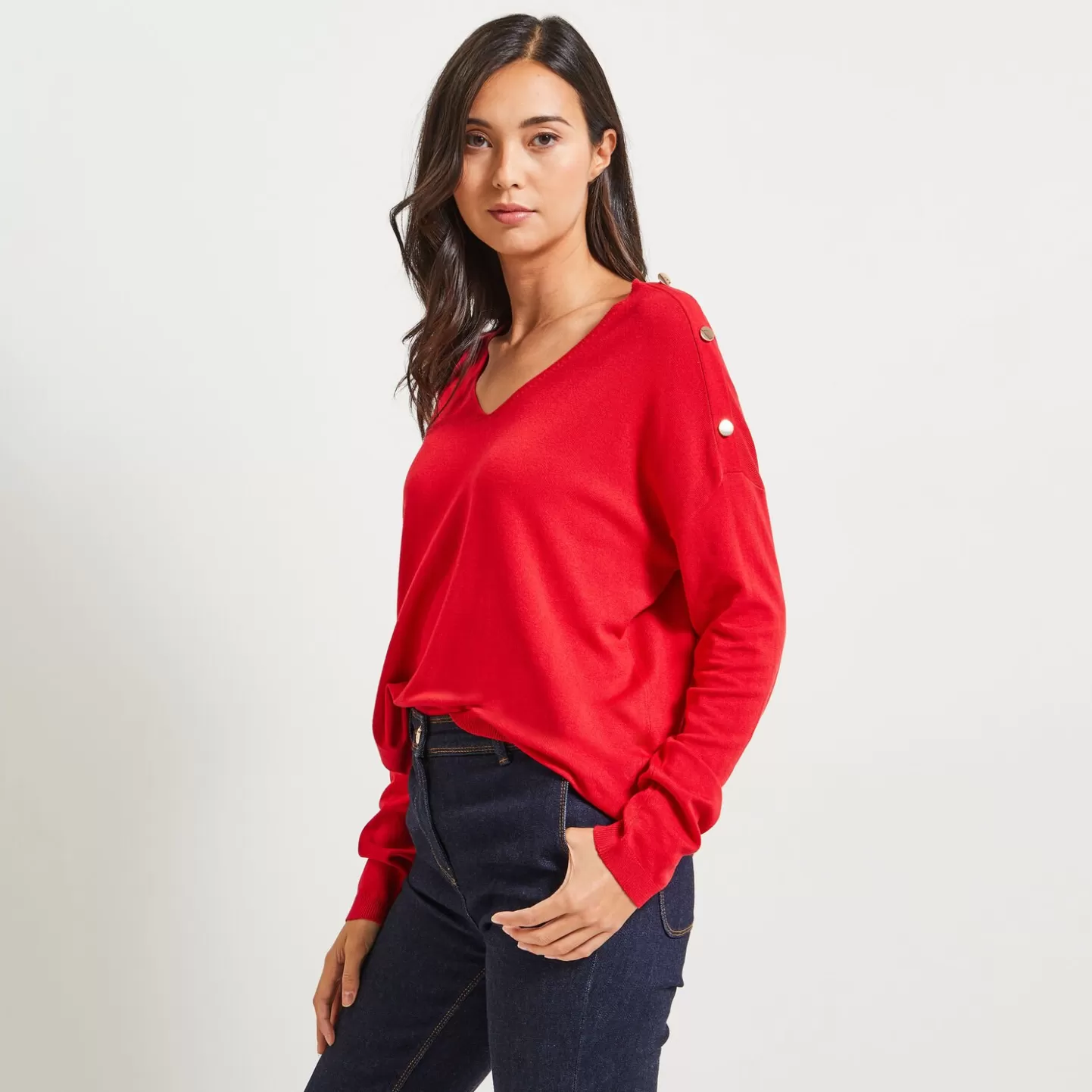 Grain de Malice Pull Col V Femme- Pulls & Sweats