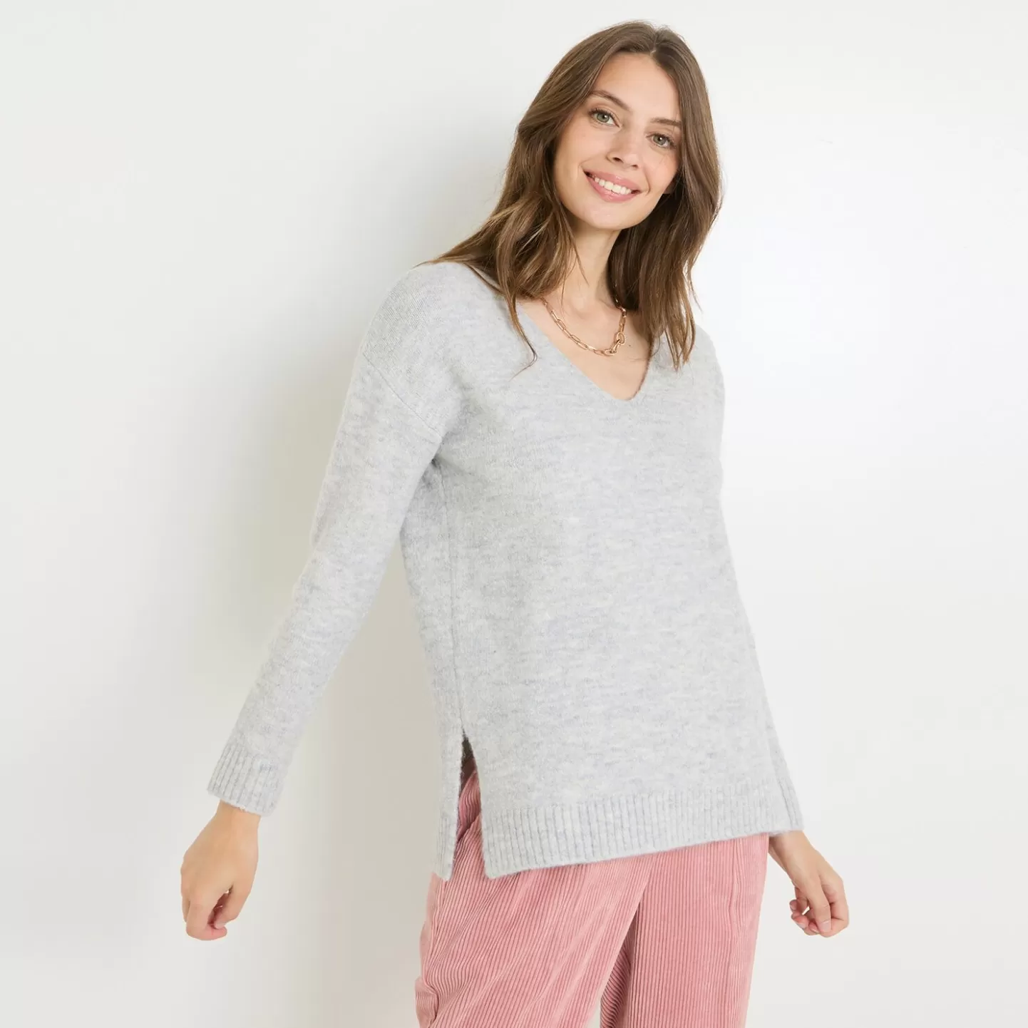 Grain de Malice Pull Col V Femme- Pulls & Sweats